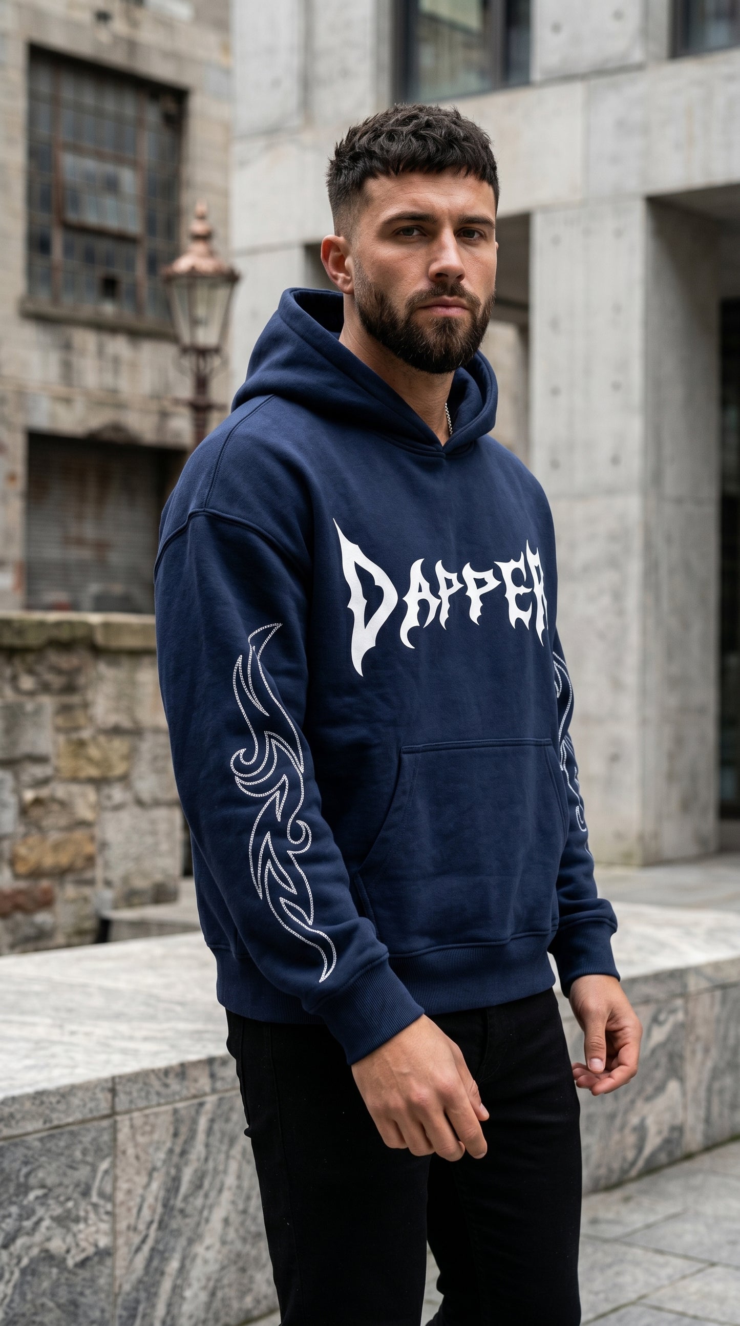 Dapper Tribal Oversized Hoodie Navy Blue | Premium Streetwear Hoodie