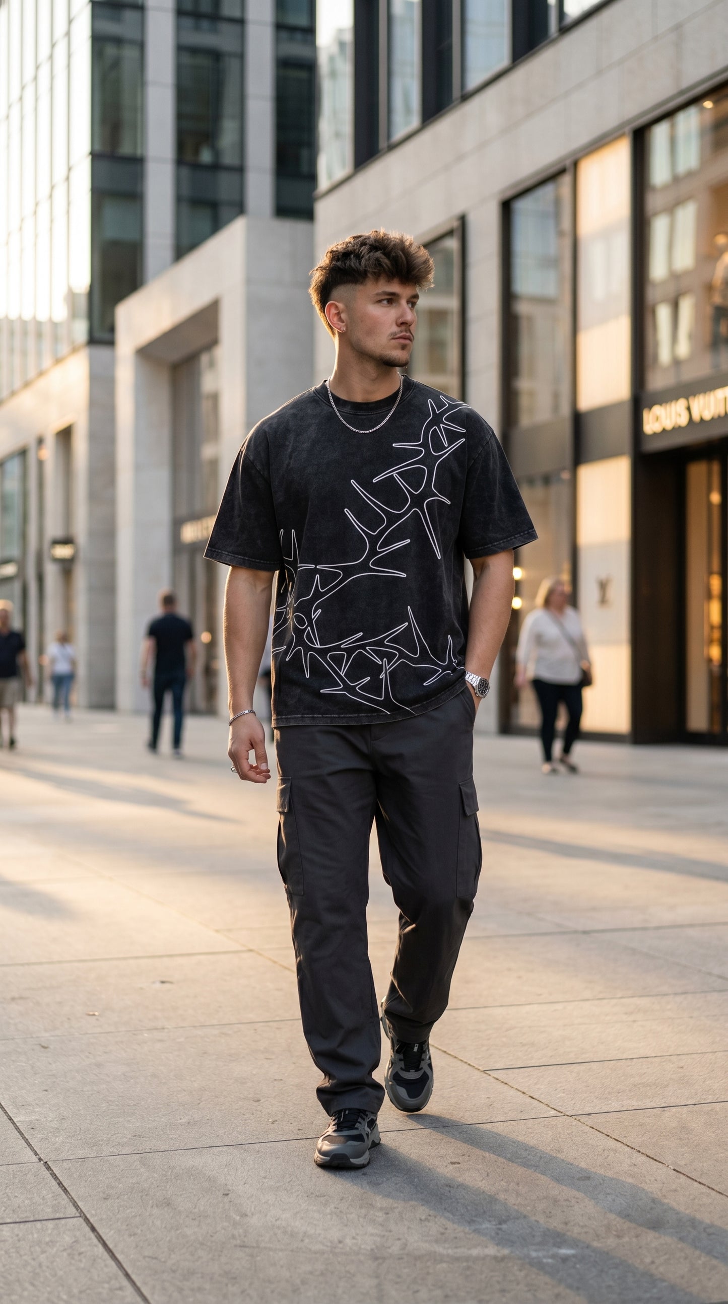 Dapper Thorn Acid Wash Oversized Tee – Black