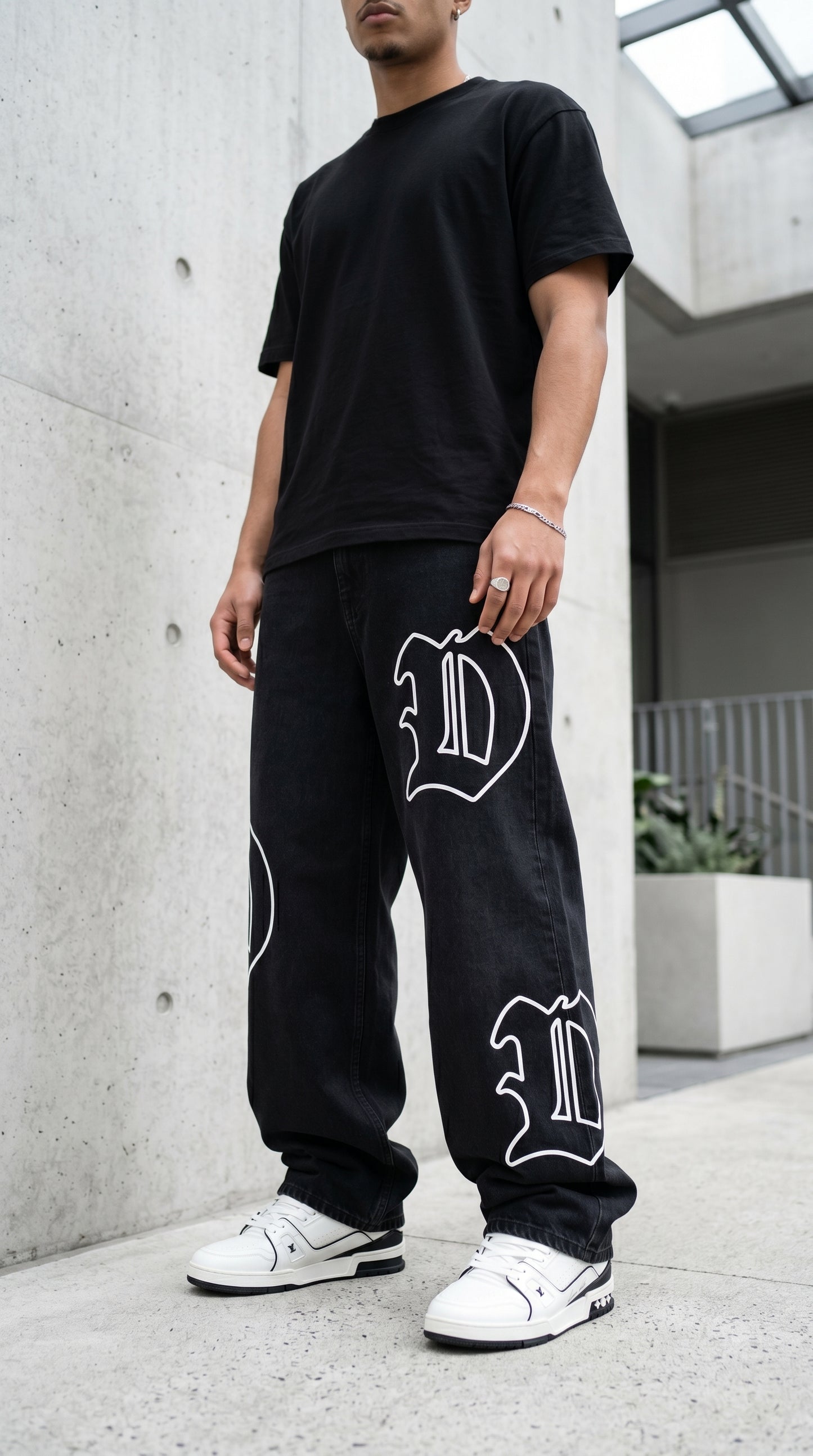Gothic Dapper Baggy Denim Jeans – Black