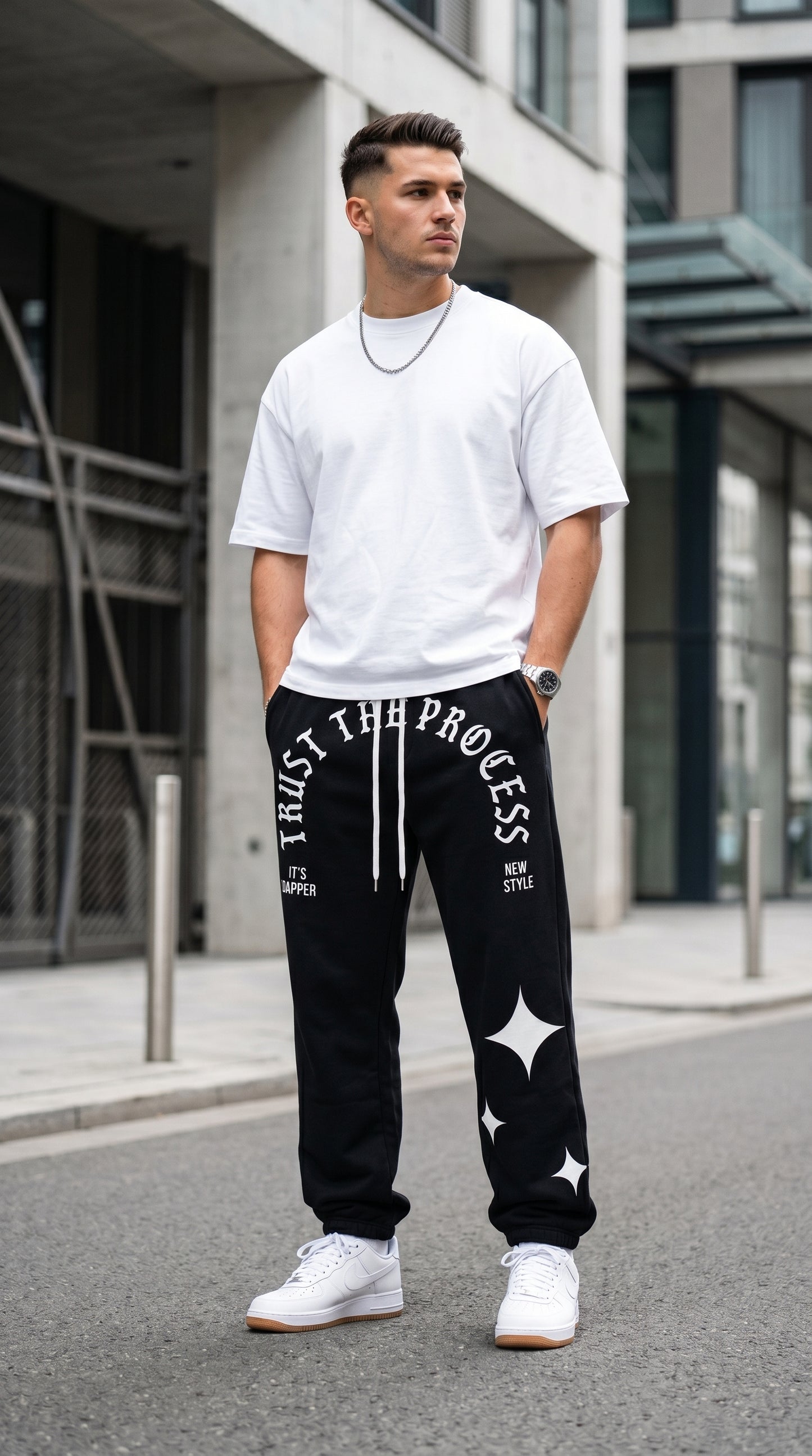 Dapper Trust The Process Oversized Joggers – Black