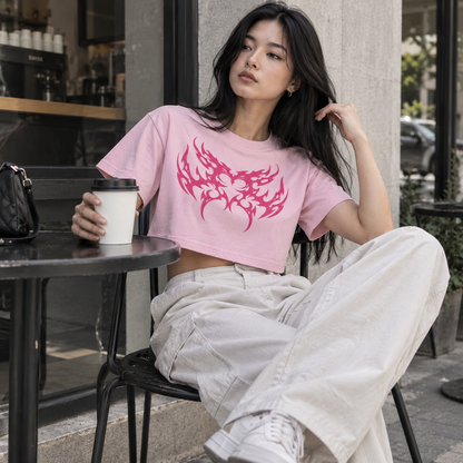 Dapper Butterfly Crop Tee – Pink