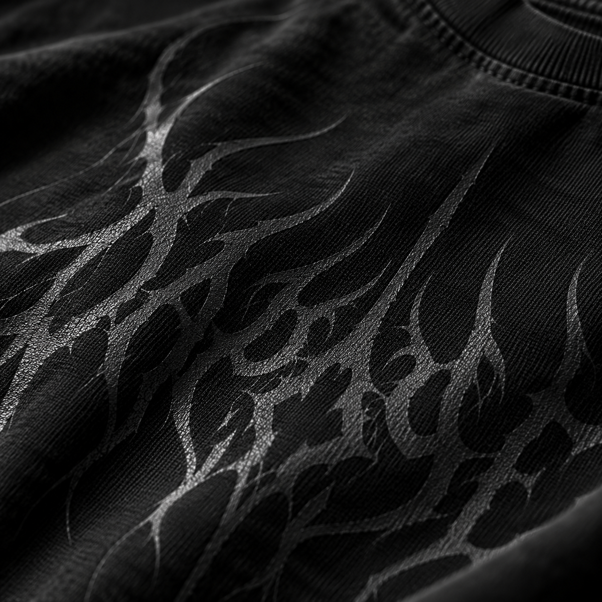 Dapper Shadow Gothic Oversized Tee – Black
