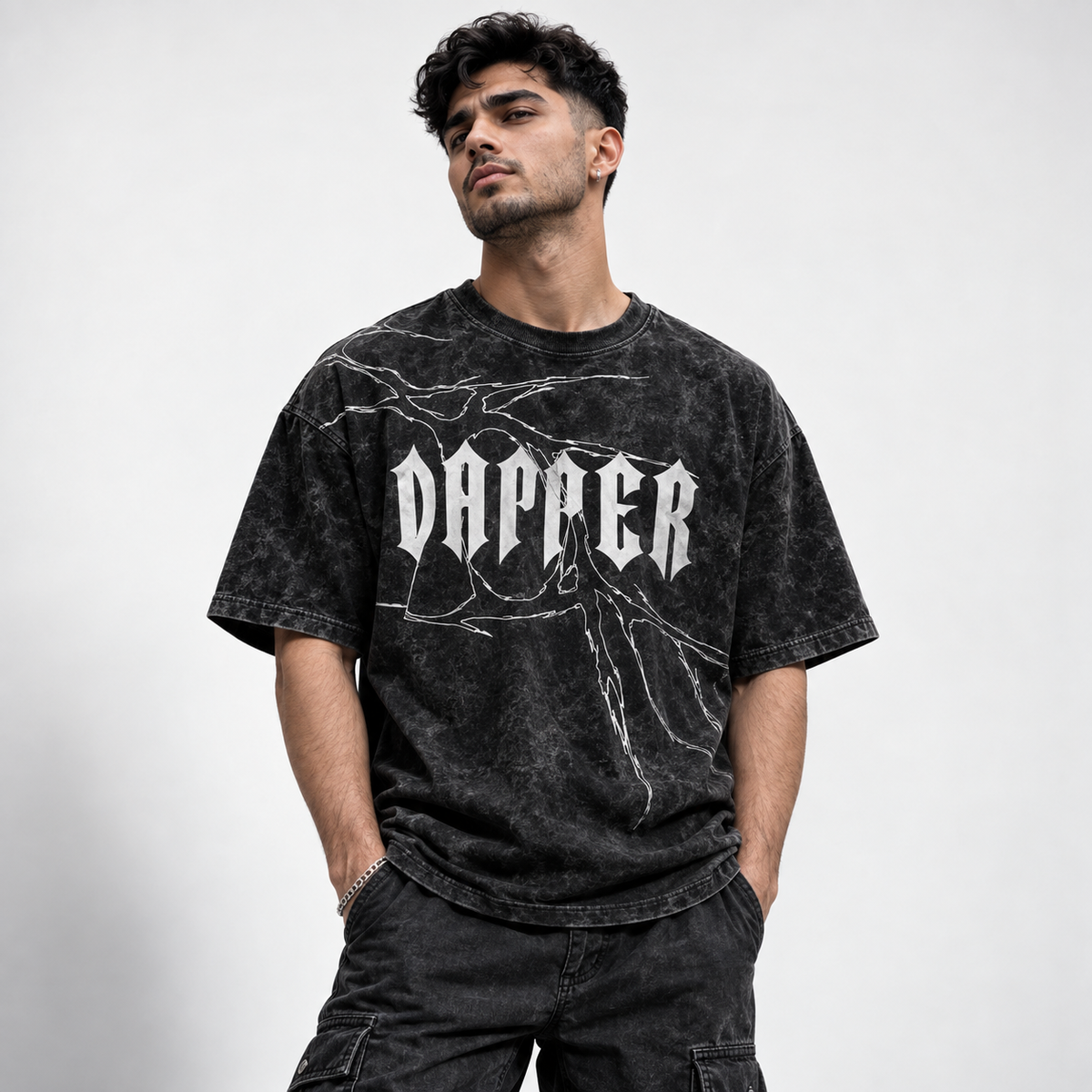 Dapper Signature Oversized Men Tee – Acid Black