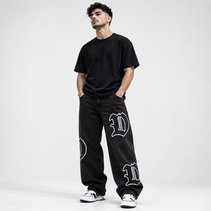 Gothic Dapper Baggy Denim Men Jeans – Black