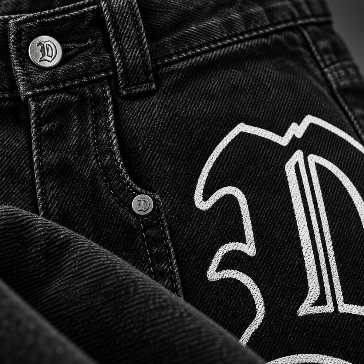 Gothic Dapper Baggy Denim Men Jeans – Black