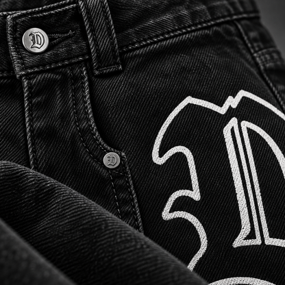 Gothic Dapper Baggy Denim Men Jeans – Black