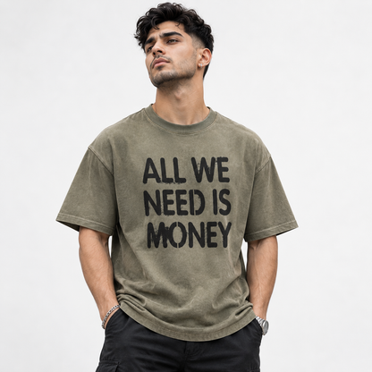 Vintage Men Washed Oversized Cotton T-Shirt