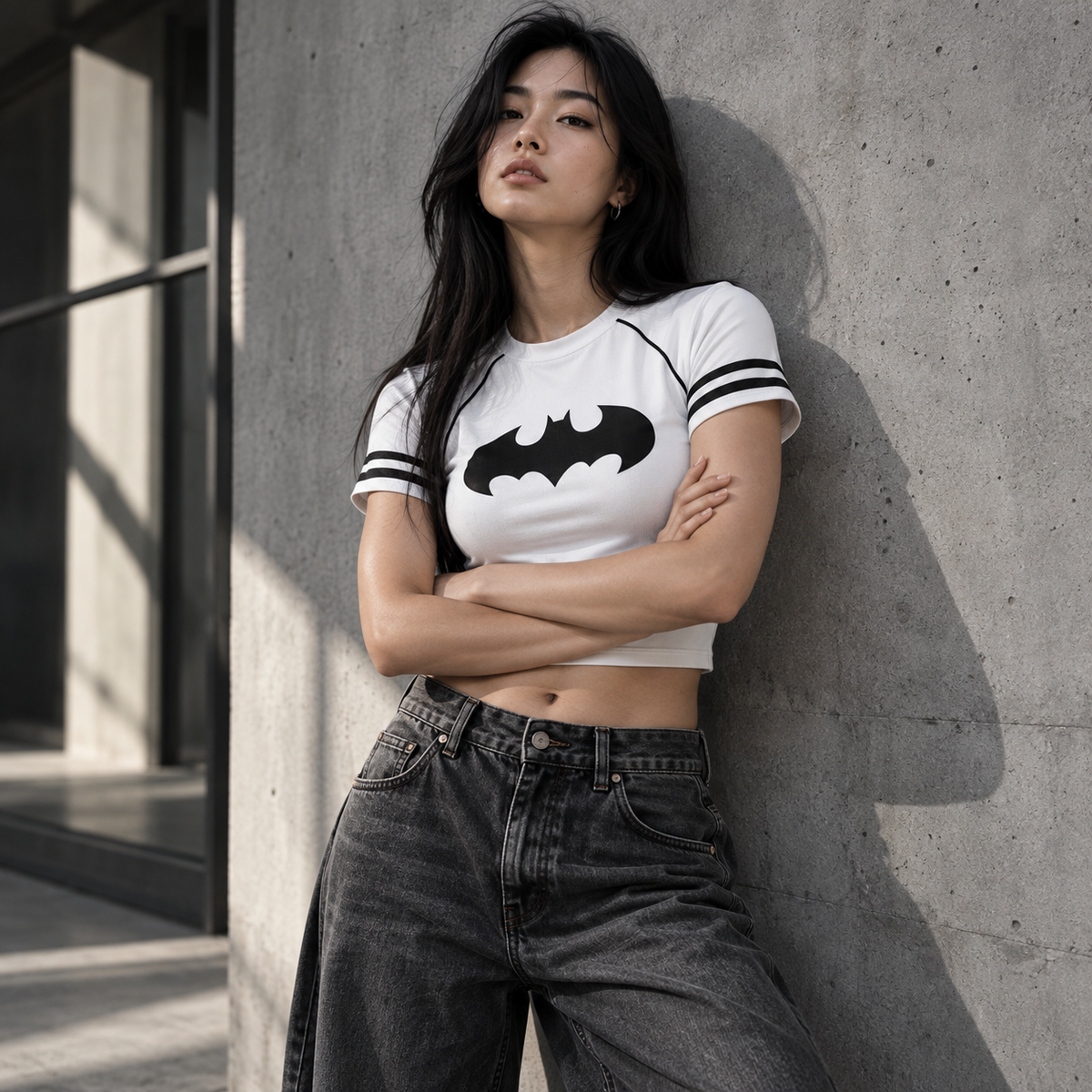Women’s Raglan Ribbed Batman T-Shirt