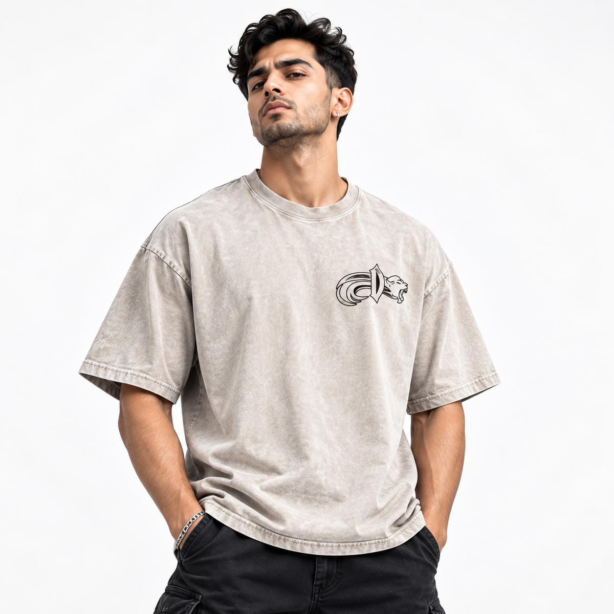 Snow Washed Oversized Cotton T-Shirt