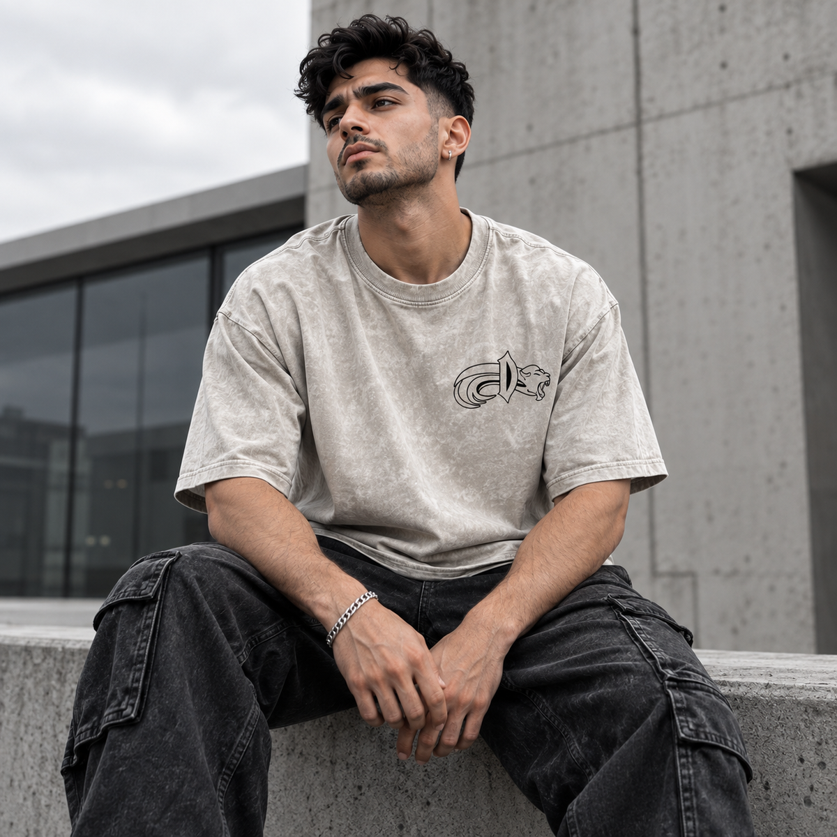Snow Washed Oversized Cotton T-Shirt
