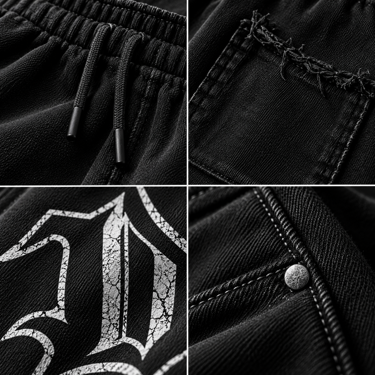 Snow Washed Raw Edge Men Sweatpants