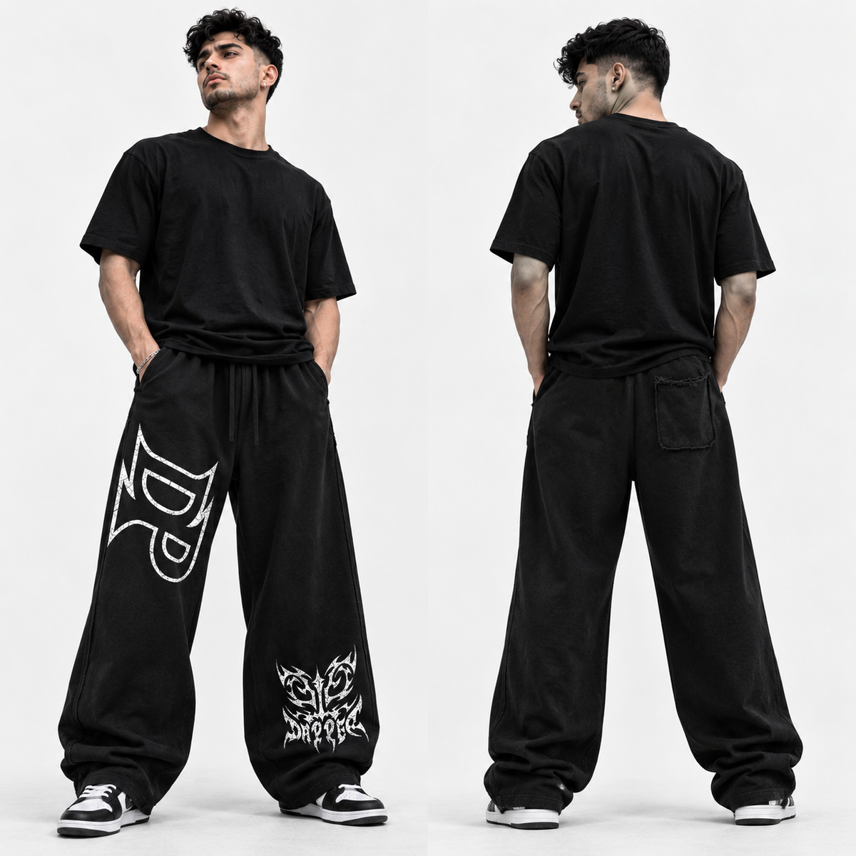 Snow Washed Raw Edge Men Sweatpants