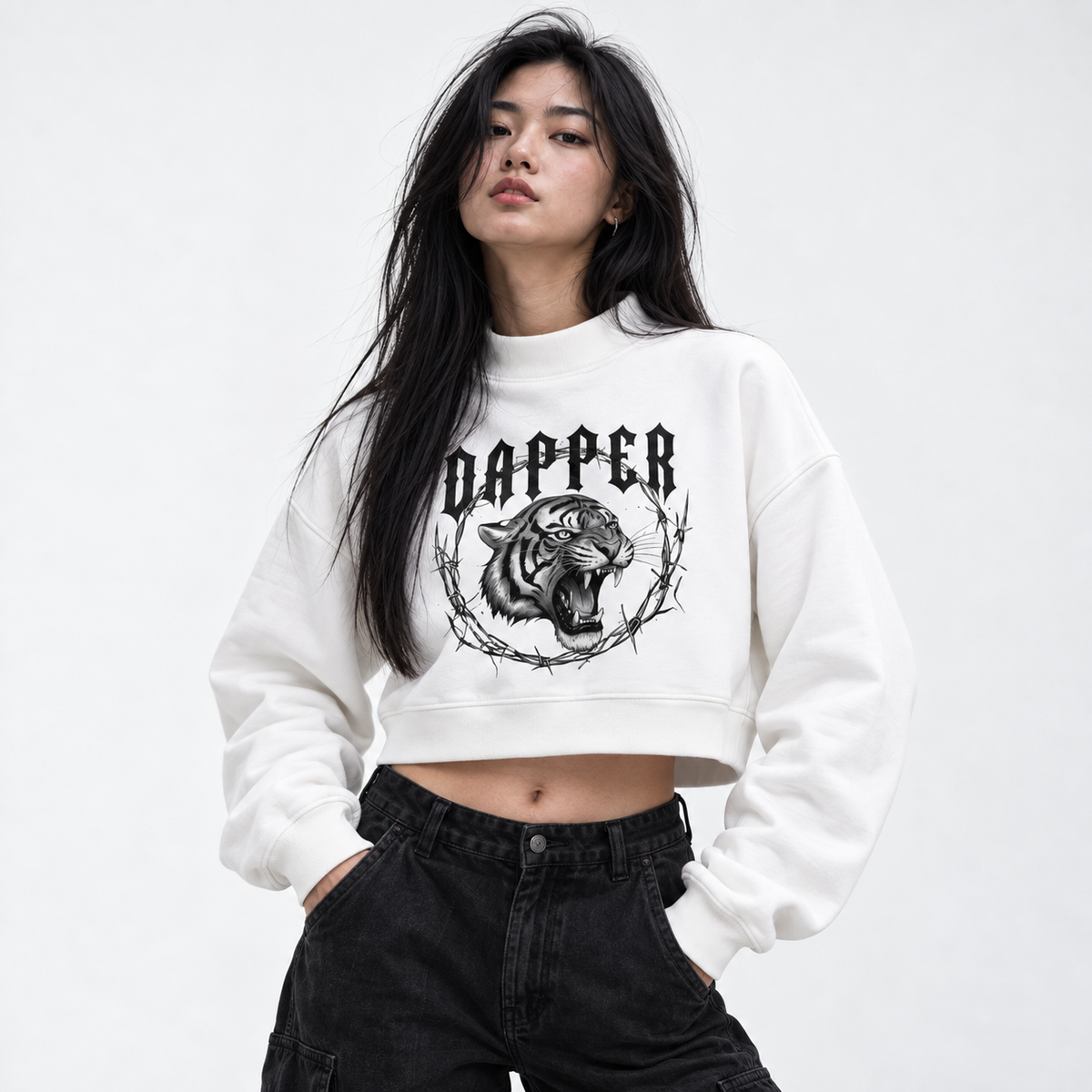 Essential Women Fleece Mock-Neck Crew Sweatshirt