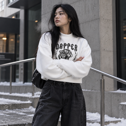 Essential Women Fleece Mock-Neck Crew Sweatshirt