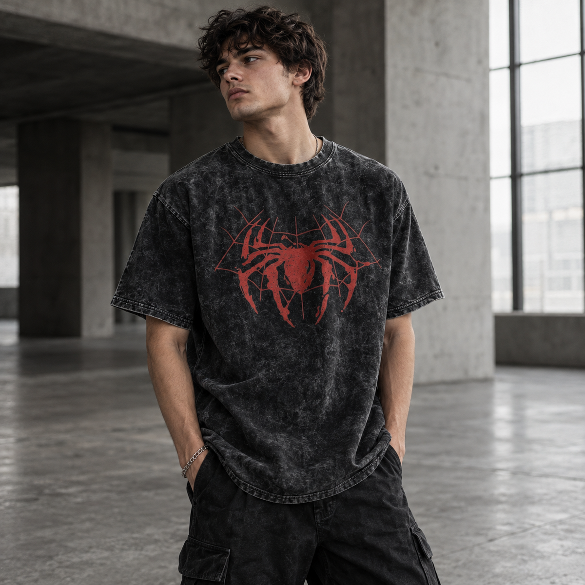 Snow Washed Men Oversized Cotton T-Shirt