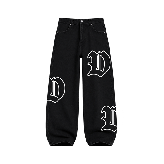 Gothic Dapper Baggy Denim Jeans – Black