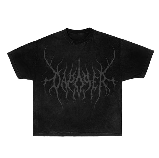 Dapper Shadow Gothic Oversized Tee – Black