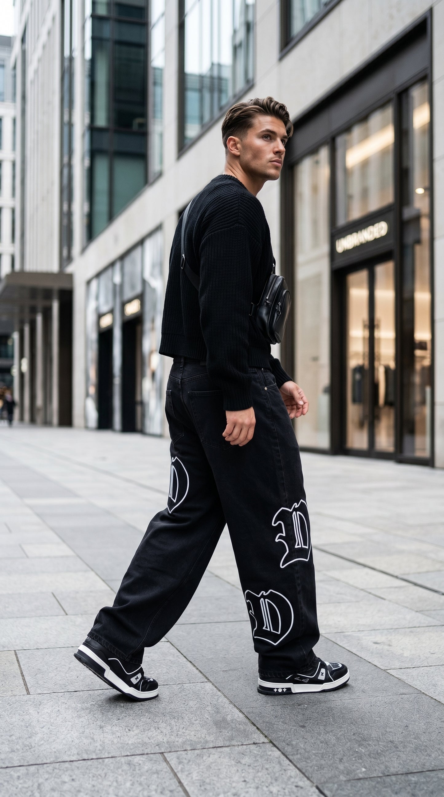 Gothic Dapper Baggy Denim Jeans – Black