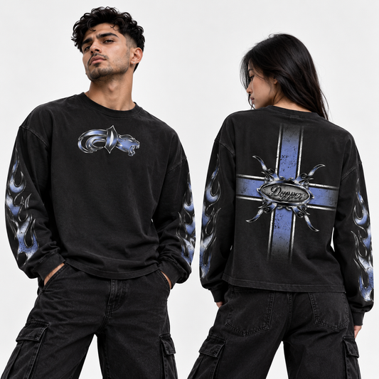 Unisex Vintage Wash Long Sleeve Boxy T-Shirt