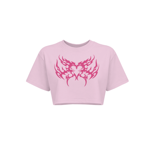 Dapper Butterfly Crop Tee – Pink