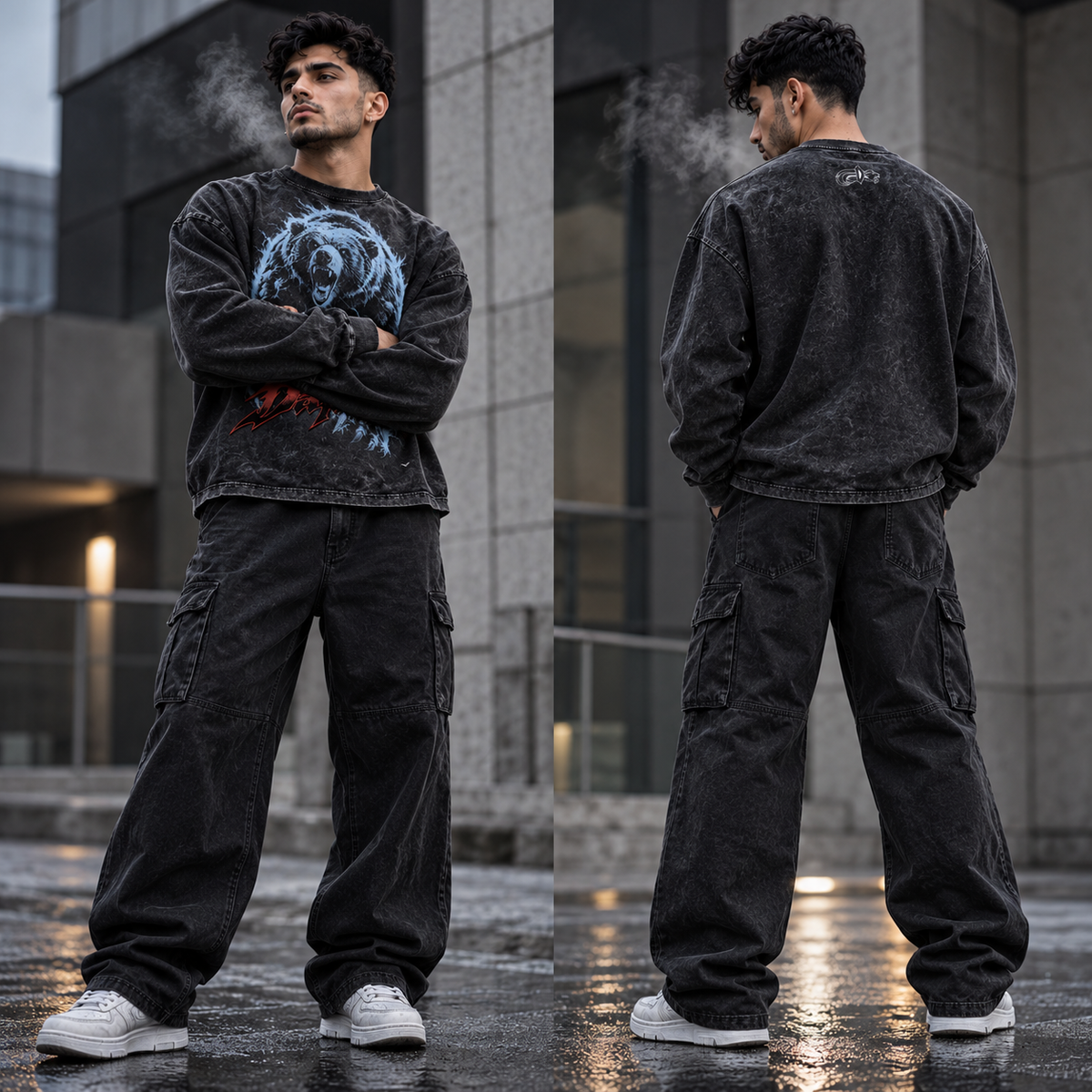 Snow Washed Frayed Edge T-Shirt
