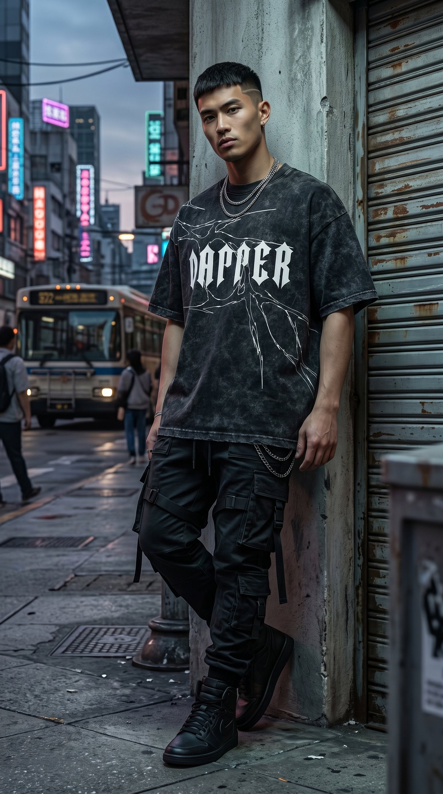 Dapper Signature Oversized Tee – Acid Black